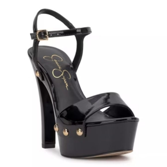 ✨SOLD✨ NEW Jessica Simpson CALENTA Black Patent Platform Sandals Sz 11 - Picture 5 of 10
